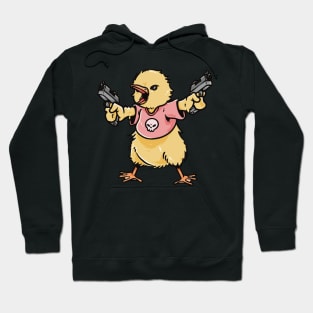 Armed and Adorable: Cute Bird Chick with Dual Guns Hoodie